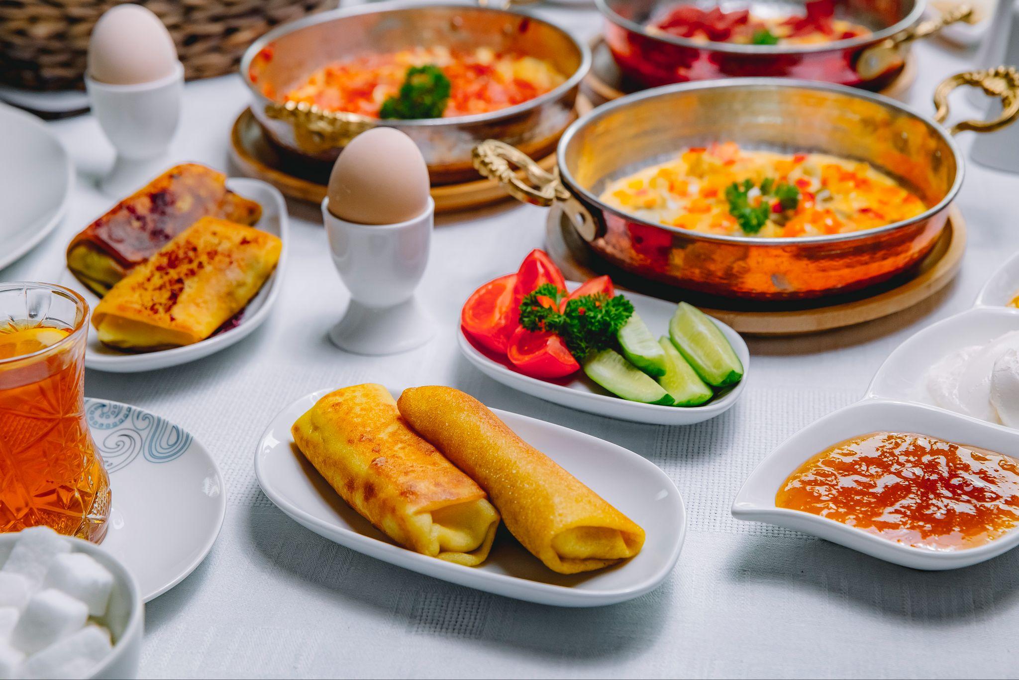 Office breakfast meeting spread